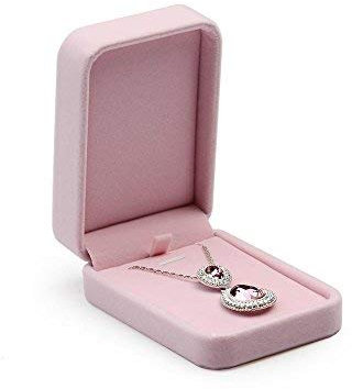 Oirlv Rosa Samt Anhänger Box,Verwendet für Halsketten,Anhänger,Geburtstag,Valentinstag,Jubiläum Geschenkbox,Einkaufszentrum Zähler Ohrring Schmuckdisplay