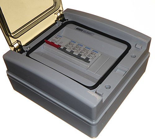 Contattore IP65 con interruttore di isolamento da 100 Amp e 4 magnetotermici da 6A, 10A, 16A, 20A, per corrente elettrica, per esterni, IP65, resistente alle intemperie