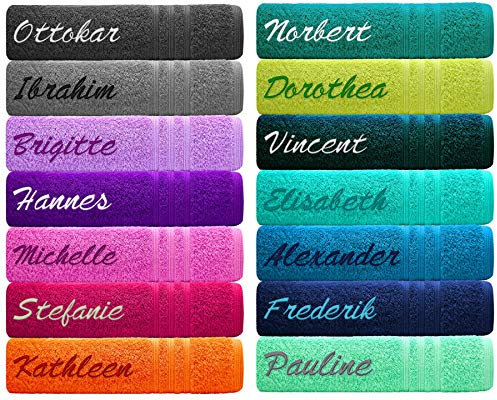 Lashuma Handtuch Bestickt mit Namen, 85x200 Badetuch London Blau - Marine, Saunahandtuch