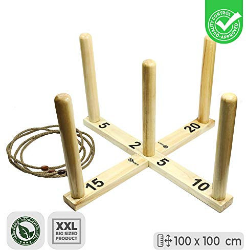 Ubergames XXXL Mega 100x100x51 cm - Ringwurfspiel aus ECO Holz - in Luxus Tragetasche Top Qualität Wurfspiel - EIN Geschicklichkeitsspiel - Taktisch und Technisch