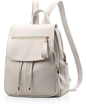 NICOLE&DORIS Mode Frauen Rucksack Mini Rucksack Kunstleder Leder Damen Rucksack Umhängetasche Geldbörsen Mädchen Rucksack Weiß