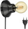 ledscom.de E27 Porzellan Lampen-Fassung Elektra, rund, Stecker, Schalter, schwarz 90mm inkl. E27 Leuchtmittel 471lm Gold extra-warmweiß