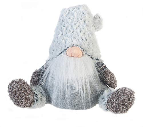 Rebecca Mobili Schwedischer Gnom, Dekozwerg gepolstert, Stoff, Weiß Grau, Weihnachtsdeko - Gesamtmaße: 35 x 16 x 24 cm (HxLxB) - Art. RE6412
