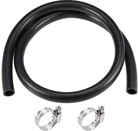 sourcing map Lubricating Oil Hose 14mm ID 18mm OD 3.3ft Rubber Water Hose Black, 2 Clamps