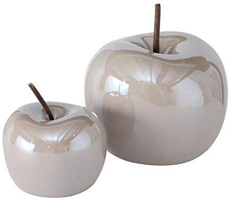 BOLTZE 2 x Apfel Perly Dolomit Hellbraun Höhe 6-9 cm, Tischdeko, Geschenk
