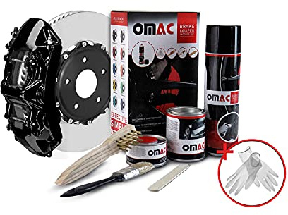 OMAC Kit Peinture étrier de Frein Noir Brillant; Kit Complet résistant à la Chaleur pour 4 étriers de Frein 7 pièces