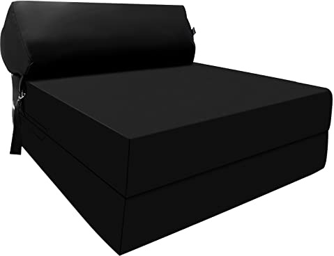 Fold Out Z Bed Chair Sofa Lightweight Bed Futon Supreme Quality Foam for Adult and Kids Lounger Mattress Ergonomically Designed Single Mattress Zbed (Black)