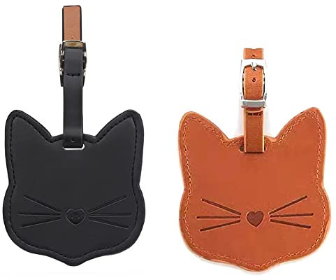 Lot de 2 étiquettes de bagage en cuir synthétique pour valise, porte-documents, sacs à dos