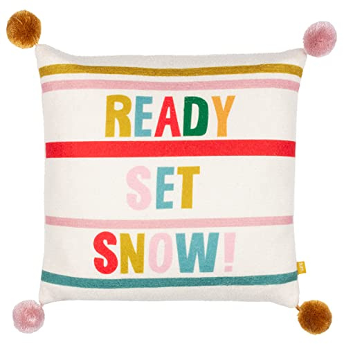 Pom Poms Ready Set Snow Polyester Filled Cushion