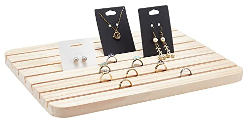 nbeads Présentoirs de Boucles d'oreilles en Bois, 7 Fentes Porte-Cartes de Bijoux Boucle d'oreille Présentoir Bois Boucle d'oreille Carte Affichage pour Bagues Collier Carte Présentoir, 33.5x23.4cm