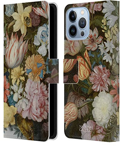 Head Case Designs Offizielle The National Gallery A Still Life of Flowers In A Wan-Li Vase Kunst Leder-Wallet-Hülle Kompatibel mit Apple iPhone 13 Pro Max