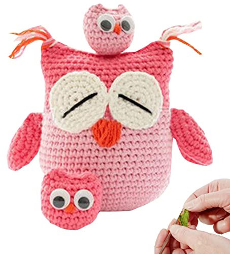 Pomrone Häkeln Sie Strickpaket | Kleine Eule Handhäkeln Anfänger Kit - Niedliches Tierkopf-Anfänger-Häkelset mit Easy Peasy-Garn, Häkel-DIY-Geschenk mit Schritt-für-Schritt-Anleitung