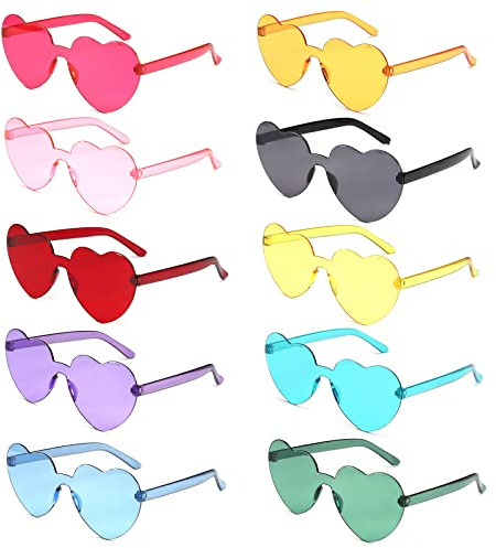 SLFYEE 10 Paar Herz Brille Party Sonnenbrille Herzform Bunt Partybrille Set Lustige Brillen für Geburtstagsfeier Erwachsene Jungen Mädchen