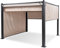 blumfeldt Pantheon Cortina Tonnelle Jardin Aluminium 3x3 m, 4 Panneaux Latéraux Enroulables, Tonnelle Pliante, Barnum Pliant, Poteaux d'angle 10x10cm, Toile Revêtement Hydrofuge, Pergola Beige/Gris