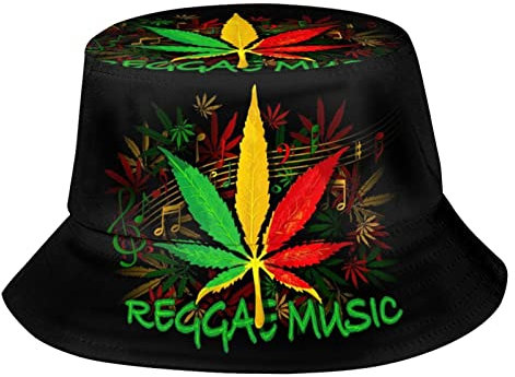 XVBCDFG Nationalflagge von Jamaika Fischerhut Fischerhut Strand Reise Sonnenhut Outdoor Kappe für Unisex Herren Damen, Jamaica Magic Leaf, One size
