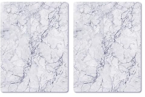 Pagnanno Hob Covers Chopping Board Pack of 2 - Versatile Kitchen Board Glass Worktop Savers - Heat Resistant Sink Boards, Worktop Protectors - Marble Effect Grey (Design 1, 50x40CM)