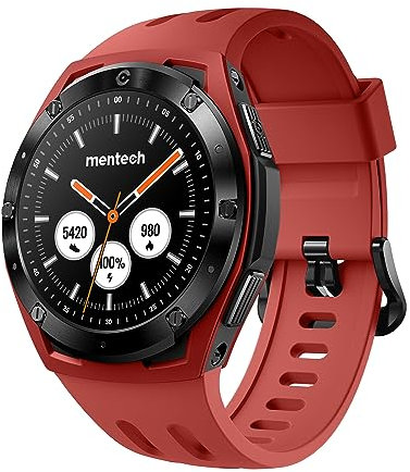 Mentech Xe1 Smartwatch, Lightweight Fitness Tracker with 1.2” Touch Screen, 110 Sport Modes, GPS, Sunlight-Visible, 5ATM Waterproof, 14-Day Battery Life, for Android and iOS Phones, Lava Red, 3.05 cm