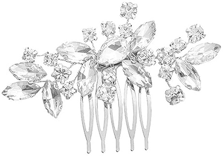 WKRTDY Hochwertiger Kristall Braut Haarkamm in Silber für Hochzeit und festliche Anlässe - perfekter Haarschmuck für die Braut und ihre Brautjungfern. Passend für Frauen und Mädchen.