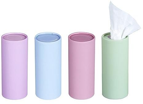 URMAGIC Car Tissue Holder with Facial Tissues,4 Pack Car Tissues Cylinder(Random Color),16 x 7 cm Round Tissue Holder for Car,Refill Car Tissue Box,Car Tissue Box with Tissues(40 Sheet/Box)