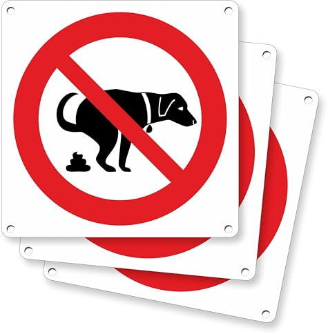 Pubblimania 3 señales de prohibición para perros y animales | Señal de aluminio para exterior – Interior, grosor 3 mm (3 prohibición de caca para perros), 20x20