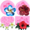 RFGHAC Plumeria Blume Silikonform Hibiskus Blume Fondant Formen für Kuchen Dekorieren Cupcake Topper Schokolade Süßigkeiten Polymer Clay Gum Paste Set von 4
