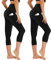 AMIYOYO Capri Leggings Damen mit Taschen 3/4 Sport Leggins High Waist Sporthose Blickdicht Elastisch 7/8 Yoga Hose Fitness Laufen für Outdoor 2er Pack(Schwarz*2,3XL=DE56-58)