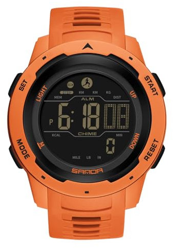 rorios Multifunktional Elektronische Armbanduhr Stilvolle Sport Uhren Herren Damen Uhr Digital Quarz Uhr Unisex wasserdichte Uhr Gummi Armband Harz Fall Uhr Orange