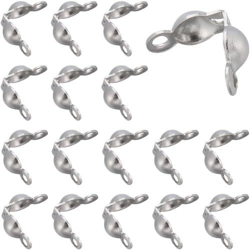 SUNNYCLUE 1 boîte 300 pièces cache noeud acier inoxydable, Couvre-Nœuds Ouverts, perles à Sertir en Acier Inoxydable, Couvre-Noeuds, Couvre-Perles à Sertir, Couvre-Noeuds pour la Fabrication de Bijoux