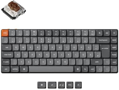 Keychron K3 Max Ultraflache kabellose mechanische Tastatur, 75% deutsches DE-ISO-Layout, programmierbare RGB-Hintergrundbeleuchtung, brauner Gateron-Schalter, Gaming-Tastatur mit Aluminiumrahmen