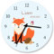 Kinder Wanduhr Fuchs mit Namen Geburtsdatum Kinderuhr Tiere Jungen Mädchen Uhr lautloses Uhrwerk