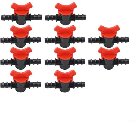 FUBESK 10/20 valvole di intercettazione per irrigazione a goccia per tubo PE da 16 mm/20 mm/25 mm, valvola di intercettazione diritta per tubi di irrigazione a goccia da giardino (16 mm x 16 mm, 10