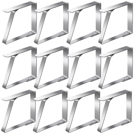 LMOMSS Tischdeckenklammern, 12 Stück Tischtuchklammern Edelstahl, Tischdeckenklammern für Drauße,Grillen,Partys,Tischklammern für Tische mit Maximalen Dicke von 5 cm