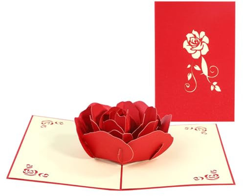 scicent Hochzeitskarte 3D Popup Karte Geburtstag Valentinskarte Rose Pop-Up Grußkarte Karten Zum Hochzeitstag Freundin Handgemachte Glückwunschkarte für Valentinstag Jubiläum - 22451