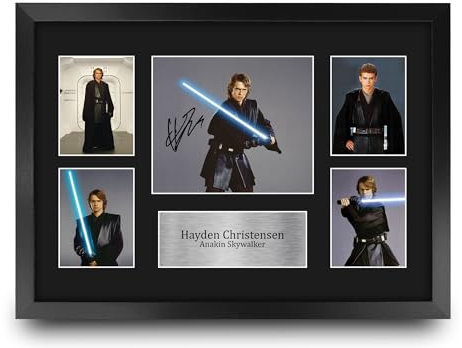 HWC Trading FR A3 Hayden Christensen Star Wars Anakin Skywalker Geschenke Geducktes Signiertes Autogramm Fotodisplay für Fans von Film Memorabilien - A3 Gerahmt