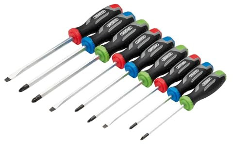 Draper 9pc Pound Thru Soft Grip Screwdriver Set - 13487 - Magnetic Tip, CRV Blade