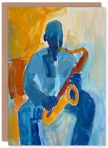 Artery8 Jazz Music Saxophone Player Abstract Painting Blank For Him Or Her Art Birthday Card
