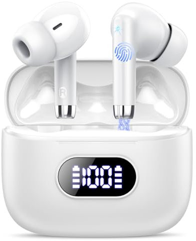 Wireless Earbuds, Wireless Headphones Bluetooth 5.3 Headphones with 4 ENC Mic, Bluetooth Earphones with 50H Hifi Stereo, Noise Cancelling Headphones Wireless Mini Ear Buds LED Display