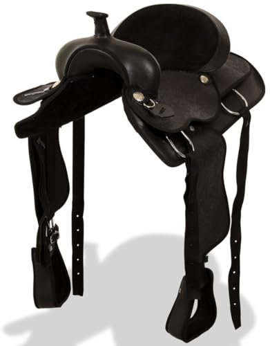 LXYZWRW Furniture Select Westernsattel Kopfteil & Brusthalsband Echtleder 43,2 cm schwarz
