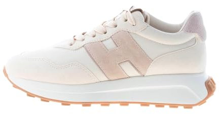 Hogan Donna Sneaker H641 in camoscio e Pelle Beige più Rosa e Grigio Color Beige Size 38