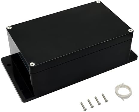 LMioEtool Abzweigdose, wasserdicht und staubdicht IP65, universelles Elektronikgehäuse aus ABS-Kunststoff, Schwarz mit Befestigungsohren, 200 x 120 x 75 mm