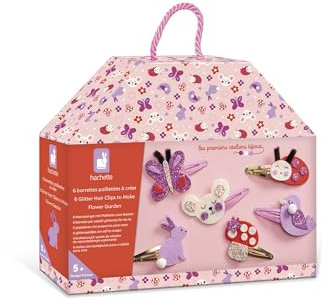 Janod - Set zum Basteln von 6 Haarspangen zum - Blühender Garten - Kit Kreative Freizeitgestaltung Kinder - Lernen Feinmotorik und Kreativität - Ab 5 Jahre - J09179