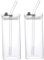 Jeorywoet 2PCS Glass Cups with Lids and Straws, 400ml Square Drinking Glasses, Temperature Resistant Portable Drinking Cup, Square Drinking Glasses