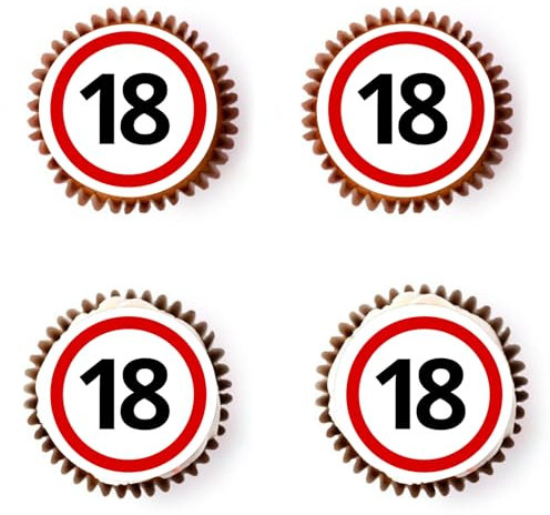 Gleevio Essbare Verkehrszeichen Tortendeko 18 Geburtstag Junge Mädchen,48 Stück Essbare Cupcake Deko 18.Geburtstag Deko,Cupcake Topper 18. Geburtstagdeko,2007 Kuchendeko 18 Jahre Torten Topper