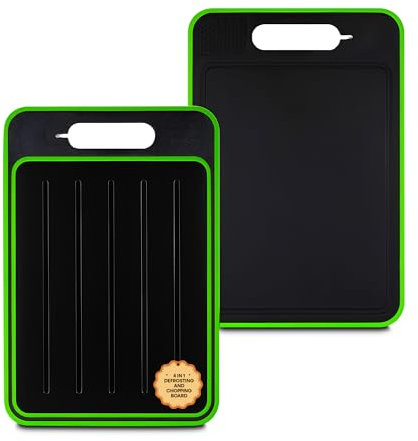 Home Vista Large Chopping Board (25 x 36.5cm), 4 in 1 Defrosting Meat Chopping Boards-Non Toxic BPA Free Plastic Cutting Boards for Kitchen-Dishwasher Safe with Knife Sharpener & Juice Groove
