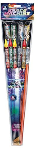 SPARKLERS CLUB Lot de 10 Pétards Fusées Space Machine® - Assortiment Effets Spectaculaires & Comète - 16/20 mm - Portée 45 m - Catégorie F1 - Feux d?Artifice Extérieur