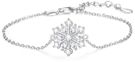 Schneeflocken Ohrringe Schneeflocken Halskette für Damen 925 Sterling Silber Zirkonia Winterfeier Blumen Schneeflocken Brisur Ohrringe Weihnachtsschmuck Geschenke für Damen