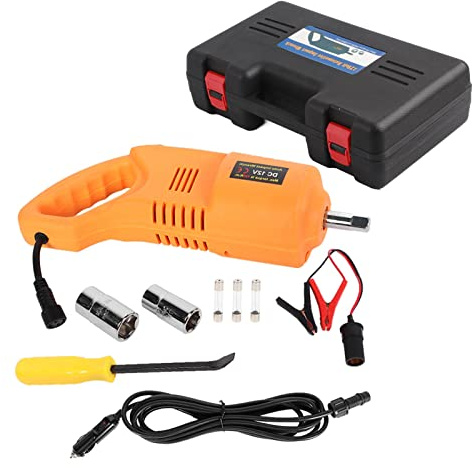 12V 3 Tonnen 42CM elektrischer Scherenwagenheber und Reifenluftpumpe mit elektrischem Schraubenschlüssel-Set für das Auto – Robustes Notfall-Reifenwechselset aus Metall am (Elektrisches