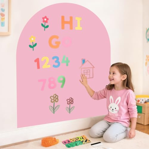 FUHSY Magnetischer Wandaufkleber, 100 x 80 cm, rosa, magnetischer Wandaufkleber, Bogentafel mit mehreren Zubehörteilen für Zuhause, Spielzimmer und Klassenzimmer