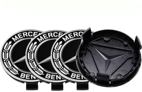 Auto Nabendeckel für Mercedes Benz, 4 Stück ABS OEM Radnabenkappen Felgenkappene Nabenkappen Zubehör (75 mm)