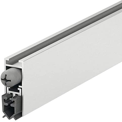 Gedotec Joint de Sol Abaissable | DDS 12 | Longueur 830 mm - à raccourcir | 1 Pièce joint de sol de porte automatique | Gris Argenté | Joint abaissable coupe-courant d'air